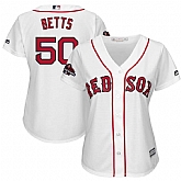 Women Red Sox 50 Mookie Betts White 2018 World Series Champions Team Logo Player Jersey Dzhi,baseball caps,new era cap wholesale,wholesale hats